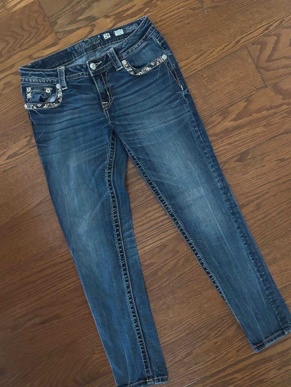 Miss Me Signature Skinny Beaded Sequin Embroidered Jeans Size 29 Y2K - Picture 2 of 16